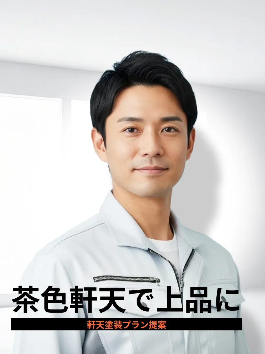 軒天塗装で茶色を選んだ家の施工事例
